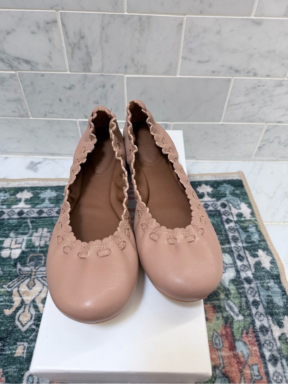 Jane Ballet Flat See by Chloe Size 37 Tan Beige NIB